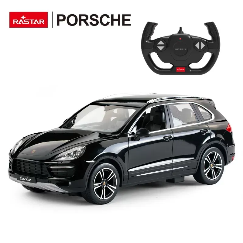 Jucarii, Copii si Bebe - Jucarii si jocuri - Vehicule si jucarii cu telecomanda - Masinute - Masina Cu Telecomanda Porsche Cayenne Turbo Negru Cu Scara 1 La 14 - Infinity.ro