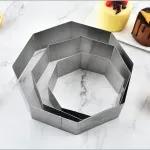 Casa si Gradina - Bucatarie si vesela - Ustensile bucatarie - Forme prajituri - Set 3 forme hexagonale tort ABYZ™ 19.5/15/10 cm, 4.5 cm inaltime pentru copt, decorat si creat deserturi unice - Infinity.ro