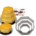Casa si Gradina - Bucatarie si vesela - Ustensile bucatarie - Forme prajituri - Set 3 forme hexagonale tort ABYZ™ 19.5/15/10 cm, 4.5 cm inaltime pentru copt, decorat si creat deserturi unice - Infinity.ro