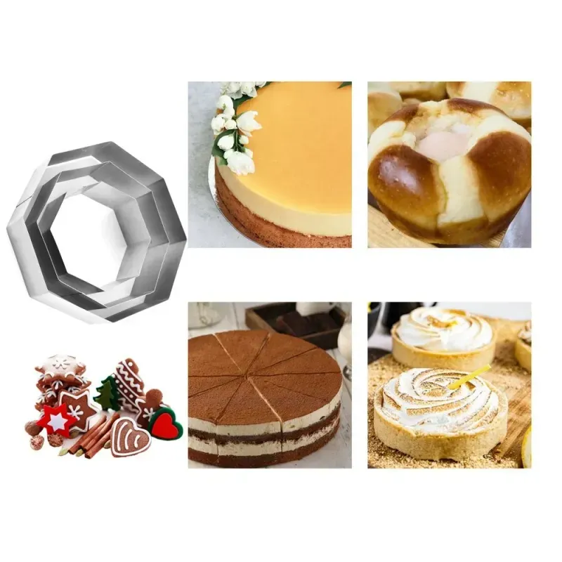 Casa si Gradina - Bucatarie si vesela - Ustensile bucatarie - Forme prajituri - Set 3 forme hexagonale tort ABYZ™ 19.5/15/10 cm, 4.5 cm inaltime pentru copt, decorat si creat deserturi unice - Infinity.ro