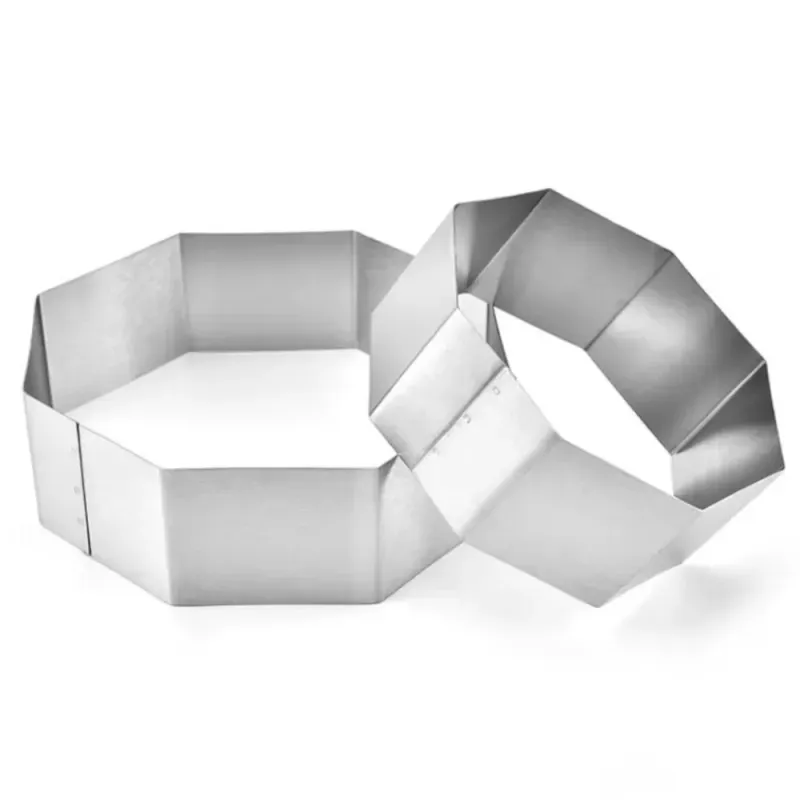 Casa si Gradina - Bucatarie si vesela - Ustensile bucatarie - Forme prajituri - Set 3 forme hexagonale tort ABYZ™ 19.5/15/10 cm, 4.5 cm inaltime pentru copt, decorat si creat deserturi unice - Infinity.ro