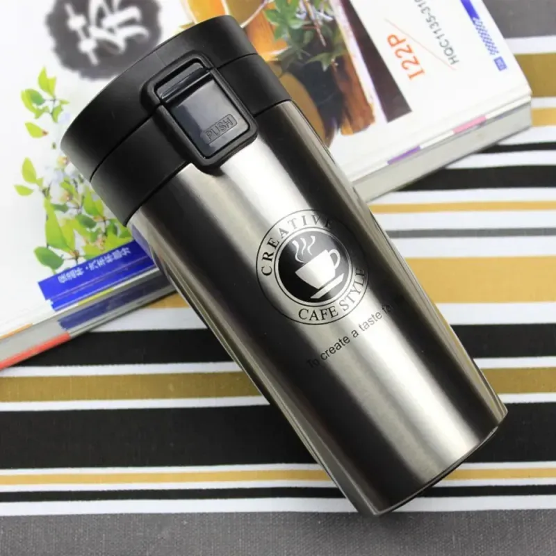 Casa si Gradina - Bucatarie si vesela - Accesorii bar - Termosuri si Cani termos - Pahar termos metalic ABYZ™, 380ml, izoterm, culoare Argintiu – ideal pentru cafea, ceai si bauturi reci - Infinity.ro