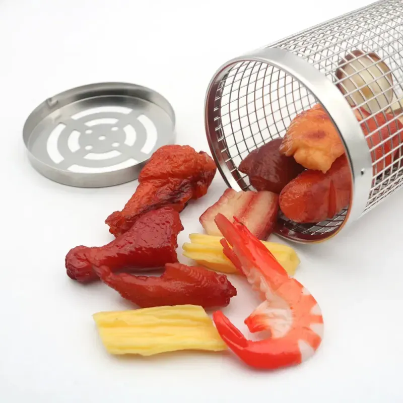 Casa si Gradina - Gradina si terasa - Gratare si accesorii - Accesorii gratare - Set 2 Cosuri cilindrice pentru gratar cu maner din lemn, suport, 2 furculite, rezistent la temperaturi foarte ridicate - Infinity.ro