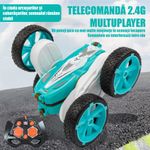 Jucarii, Copii si Bebe - Jucarii si jocuri - Vehicule si jucarii cu telecomanda - Masinute - Masina cu telecomanda RC copii Linomag®, 4WD, off-road, cascadorii 360°/180°, lumini, sunete, 4-12 ani, Turcoaz - Infinity.ro