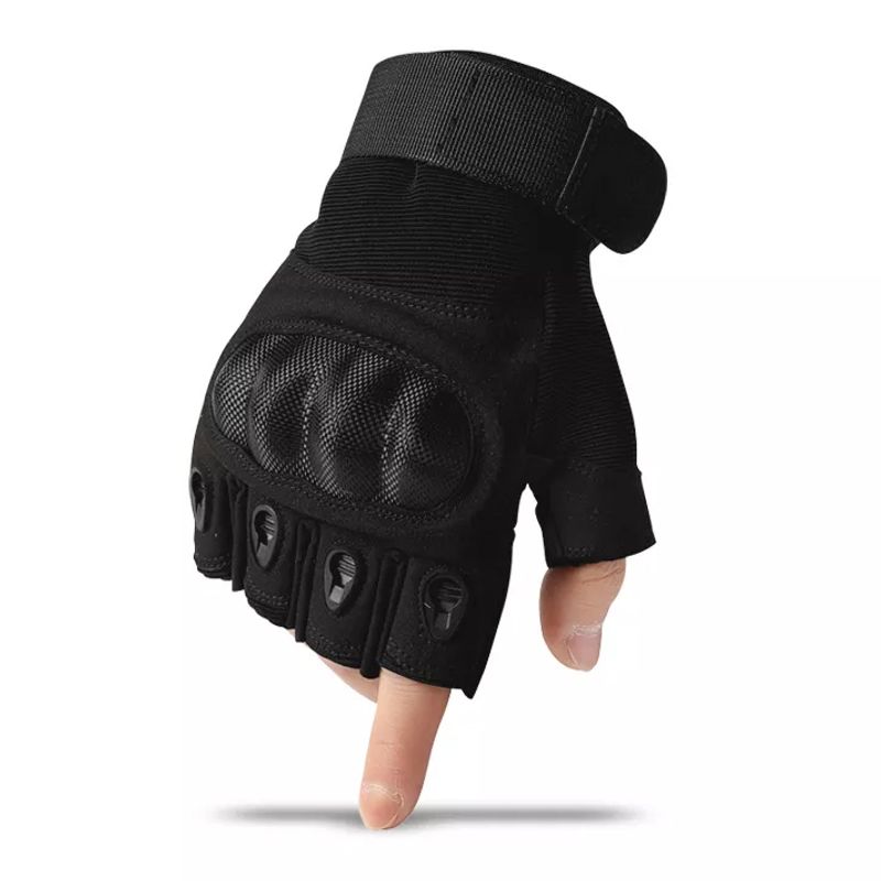 Sport si Outdoor - Echipament Sportiv - Accesorii echipament sportiv - Manusi sport - Manusi Tactice Fara Degete, Microfibra/Piele Eco, marime L, Negru - Infinity.ro