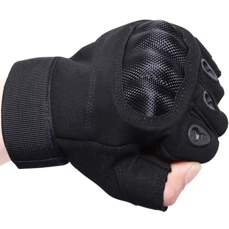 Sport si Outdoor - Echipament Sportiv - Accesorii echipament sportiv - Manusi sport - Manusi Tactice Fara Degete, Microfibra/Piele Eco, marime L, Negru - Infinity.ro