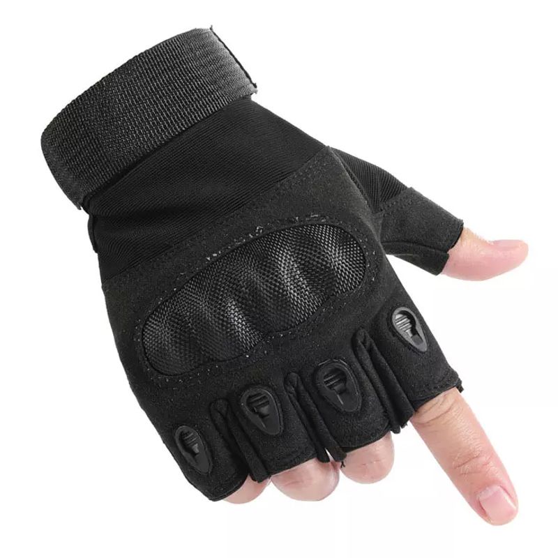 Sport si Outdoor - Echipament Sportiv - Accesorii echipament sportiv - Manusi sport - Manusi Tactice Fara Degete, Microfibra/Piele Eco, marime L, Negru - Infinity.ro