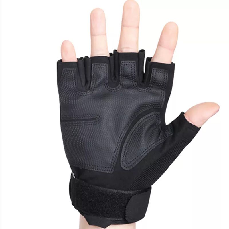 Sport si Outdoor - Echipament Sportiv - Accesorii echipament sportiv - Manusi sport - Manusi Tactice Fara Degete, Microfibra/Piele Eco, marime L, Negru - Infinity.ro