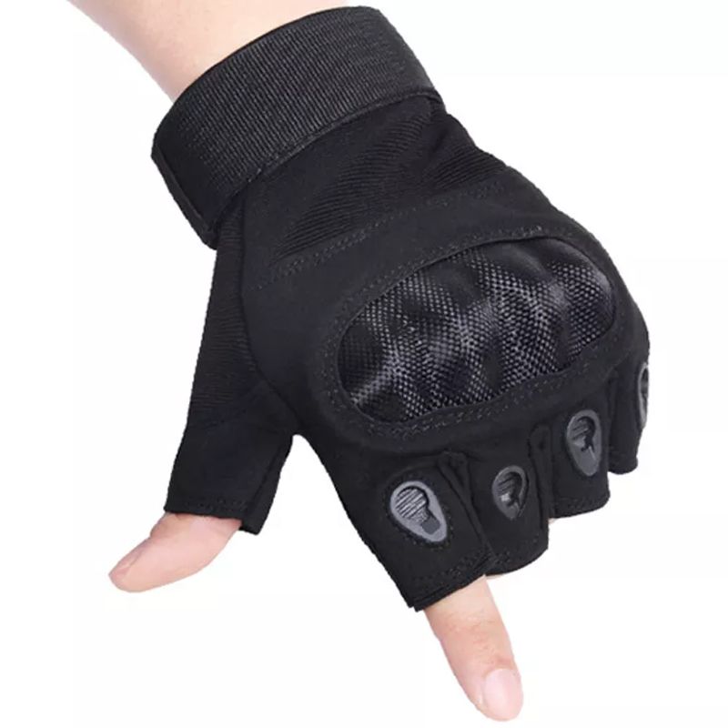Sport si Outdoor - Echipament Sportiv - Accesorii echipament sportiv - Manusi sport - Manusi Tactice Fara Degete, Microfibra/Piele Eco, marime L, Negru - Infinity.ro