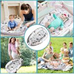 Casa si Gradina - Mobilier - Mobilier copii - Saltele patut copii - Cosulet Bebelusi pentru Dormit tip Baby Nest, Linomag®, cu Doua Fete, 0-24 Luni, 90x55cm, Husa Bumbac, Alb/Gri Bej - Infinity.ro