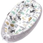 Casa si Gradina - Mobilier - Mobilier copii - Saltele patut copii - Cosulet Bebelusi pentru Dormit tip Baby Nest, Linomag®, cu Doua Fete, 0-24 Luni, 90x55cm, Husa Bumbac, Alb/Gri Bej - Infinity.ro