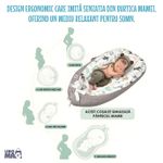 Casa si Gradina - Mobilier - Mobilier copii - Saltele patut copii - Cosulet Bebelusi pentru Dormit tip Baby Nest, Linomag®, cu Doua Fete, 0-24 Luni, 90x55cm, Husa Bumbac, Alb/Gri Bej - Infinity.ro