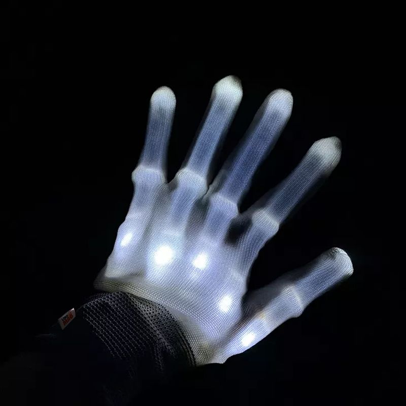 Casa si Gradina - Decoratiuni - Decoratiuni petrecere - Masti si costume carnaval - Manusi LED pentru adulti, Linomag®, 3 moduri de iluminare, Efect radiografie, Alb - Infinity.ro