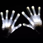 Casa si Gradina - Decoratiuni - Decoratiuni petrecere - Masti si costume carnaval - Manusi LED pentru adulti, Linomag®, 3 moduri de iluminare, Efect radiografie, Alb - Infinity.ro