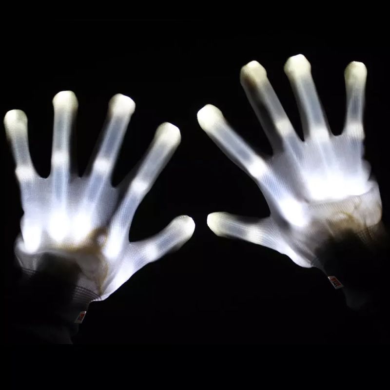 Casa si Gradina - Decoratiuni - Decoratiuni petrecere - Masti si costume carnaval - Manusi LED pentru adulti, Linomag®, 3 moduri de iluminare, Efect radiografie, Alb - Infinity.ro
