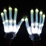 Casa si Gradina - Decoratiuni - Decoratiuni petrecere - Masti si costume carnaval - Manusi LED pentru adulti, Linomag®, 3 moduri de iluminare, Efect radiografie, Alb - Infinity.ro