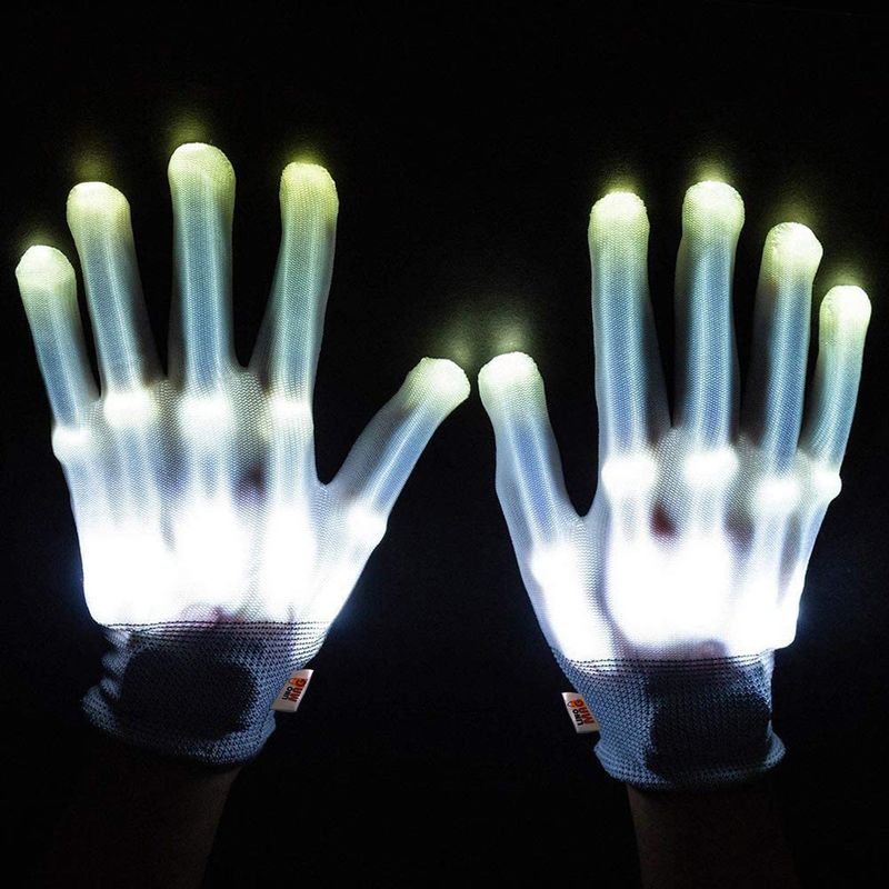 Casa si Gradina - Decoratiuni - Decoratiuni petrecere - Masti si costume carnaval - Manusi LED pentru adulti, Linomag®, 3 moduri de iluminare, Efect radiografie, Alb - Infinity.ro