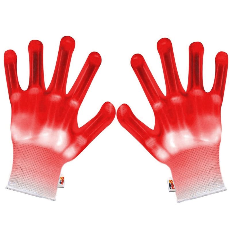 Casa si Gradina - Decoratiuni - Decoratiuni petrecere - Masti si costume carnaval - Manusi LED pentru adulti, Linomag®, 3 moduri de iluminare, Efect radiografie, Rosu - Infinity.ro