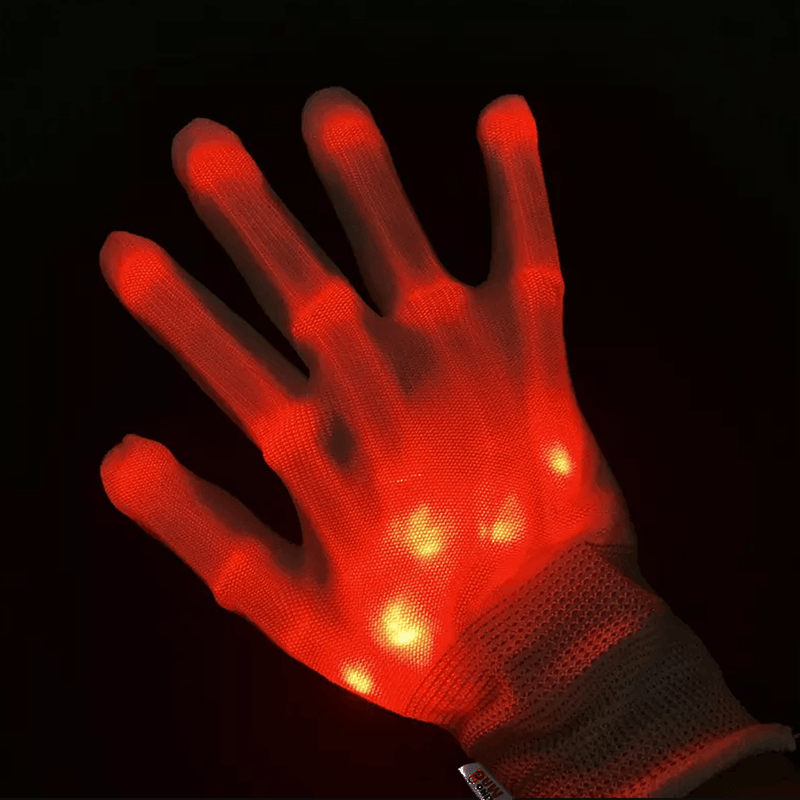 Casa si Gradina - Decoratiuni - Decoratiuni petrecere - Masti si costume carnaval - Manusi LED pentru adulti, Linomag®, 3 moduri de iluminare, Efect radiografie, Rosu - Infinity.ro
