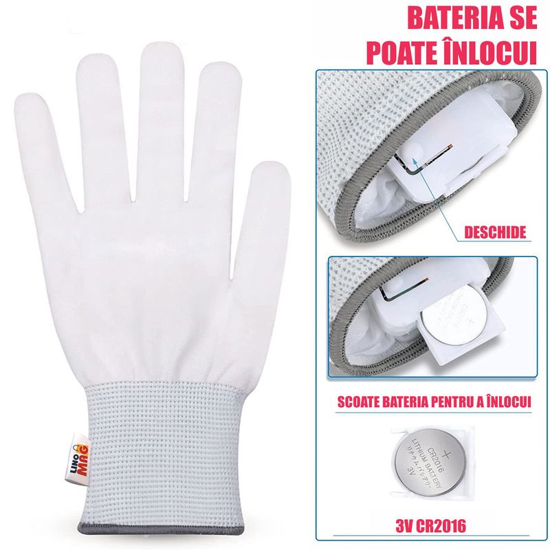 Casa si Gradina - Decoratiuni - Decoratiuni petrecere - Masti si costume carnaval - Manusi LED pentru adulti, Linomag®, 3 moduri de iluminare, Efect radiografie, Rosu - Infinity.ro