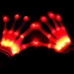 Casa si Gradina - Decoratiuni - Decoratiuni petrecere - Masti si costume carnaval - Manusi LED pentru adulti, Linomag®, 3 moduri de iluminare, Efect radiografie, Rosu - Infinity.ro