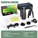 TV, Audio-Video si Foto - Optica, astronomie si metrologie - Optica si astronomie - Binocluri & lunete - Monoclu Telescop profesional HD 12x50 Linomag®, BaK-4, dual focus, suport telefon, trepied, vedere zi/seara, waterproof - Infinity.ro