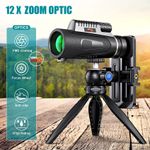 TV, Audio-Video si Foto - Optica, astronomie si metrologie - Optica si astronomie - Binocluri & lunete - Monoclu Telescop profesional HD 12x50 Linomag®, BaK-4, dual focus, suport telefon, trepied, vedere zi/seara, waterproof - Infinity.ro