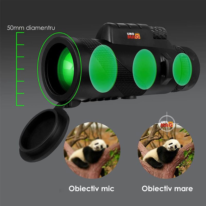 TV, Audio-Video si Foto - Optica, astronomie si metrologie - Optica si astronomie - Binocluri & lunete - Monoclu Telescop Profesional HD 50x60 Linomag®, BaK-4, dual focus, suport telefon, trepied, zi/seara, waterproof - Infinity.ro