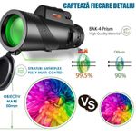 TV, Audio-Video si Foto - Optica, astronomie si metrologie - Optica si astronomie - Binocluri & lunete - Monoclu Telescop Profesional HD 50x60 Linomag®, BaK-4, dual focus, suport telefon, trepied, zi/seara, waterproof - Infinity.ro