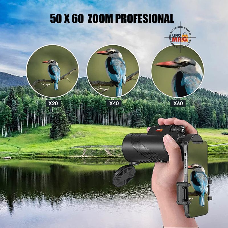 TV, Audio-Video si Foto - Optica, astronomie si metrologie - Optica si astronomie - Binocluri & lunete - Monoclu Telescop Profesional HD 50x60 Linomag®, BaK-4, dual focus, suport telefon, trepied, zi/seara, waterproof - Infinity.ro