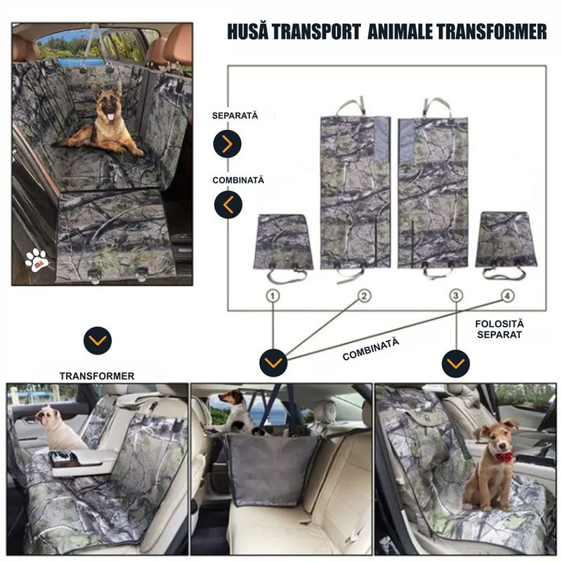 Petshop - Accesorii petshop - Culcusuri si custi - Genti si articole transport - Husa auto transport animale, Linomag®, pentru caini si pisici, Impermeabila, Antialunecare, Multicolor, 145 x 130 cm - Infinity.ro