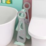 Jucarii, Copii si Bebe - Igiena si ingrijire - Baia bebelusului - Olite si reductoare WC - Reductor WC pentru Copii cu Scarita, Plabil, Reglabil pe Inaltime, Colac Moale, 42.6 x 55 x 41.5 cm, Gri, Mint - Infinity.ro