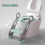 Jucarii, Copii si Bebe - Igiena si ingrijire - Baia bebelusului - Olite si reductoare WC - Reductor WC pentru Copii cu Scarita, Plabil, Reglabil pe Inaltime, Colac Moale, 42.6 x 55 x 41.5 cm, Gri, Mint - Infinity.ro