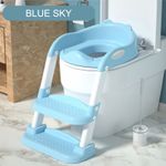 Jucarii, Copii si Bebe - Igiena si ingrijire - Baia bebelusului - Olite si reductoare WC - Reductor WC pentru Copii cu Scarita, Plabil, 38 x 40 x 47 cm, Blue Sky, Alb - Infinity.ro