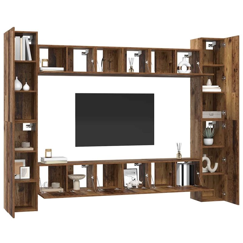 Casa si Gradina - Mobilier - Comode si corpuri - Comode - Set comoda TV 10 pcs Lemn vechi 30.5 x 30 x 90 cm Lemn compozit - Infinity.ro