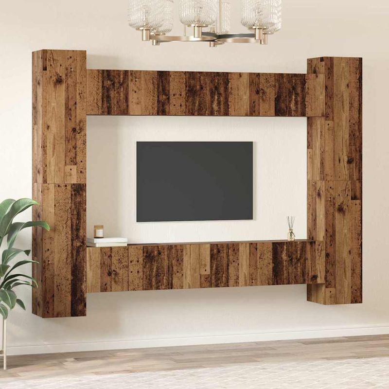 Casa si Gradina - Mobilier - Comode si corpuri - Comode - Set comoda TV 10 pcs Lemn vechi 30.5 x 30 x 90 cm Lemn compozit - Infinity.ro