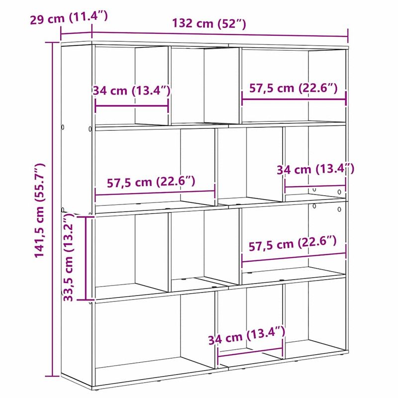 Casa si Gradina - Mobilier - Biblioteci si rafturi - Biblioteci - Dulap pentru carti Stejar negru 132 x 29 x 141.5 cm - Infinity.ro