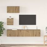 Casa si Gradina - Mobilier - Comode si corpuri - Comode - Set comoda TV cu raft Pe perete cu depozitare cu usa 4 pcs stejar artizanal - Infinity.ro
