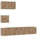 Casa si Gradina - Mobilier - Comode si corpuri - Comode - Set comoda TV cu raft Pe perete cu depozitare cu usa 4 pcs stejar artizanal - Infinity.ro