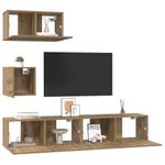 Casa si Gradina - Mobilier - Comode si corpuri - Comode - Set comoda TV cu raft Pe perete cu depozitare cu usa 4 pcs stejar artizanal - Infinity.ro