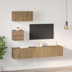 Casa si Gradina - Mobilier - Comode si corpuri - Comode - Set comoda TV cu raft Pe perete cu depozitare cu usa 4 pcs stejar artizanal - Infinity.ro