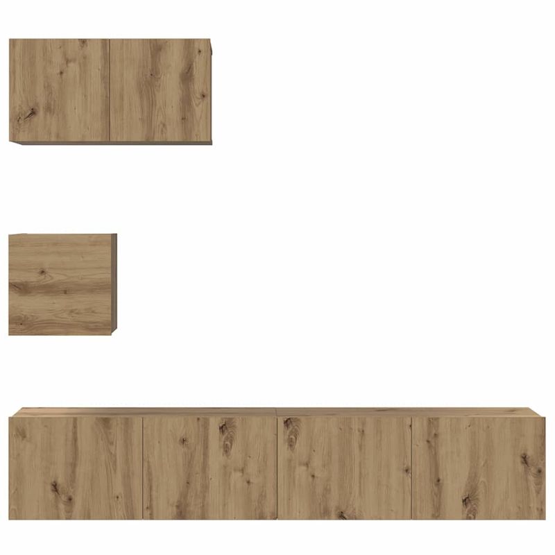 Casa si Gradina - Mobilier - Comode si corpuri - Comode - Set comoda TV cu raft Pe perete cu depozitare cu usa 4 pcs stejar artizanal - Infinity.ro