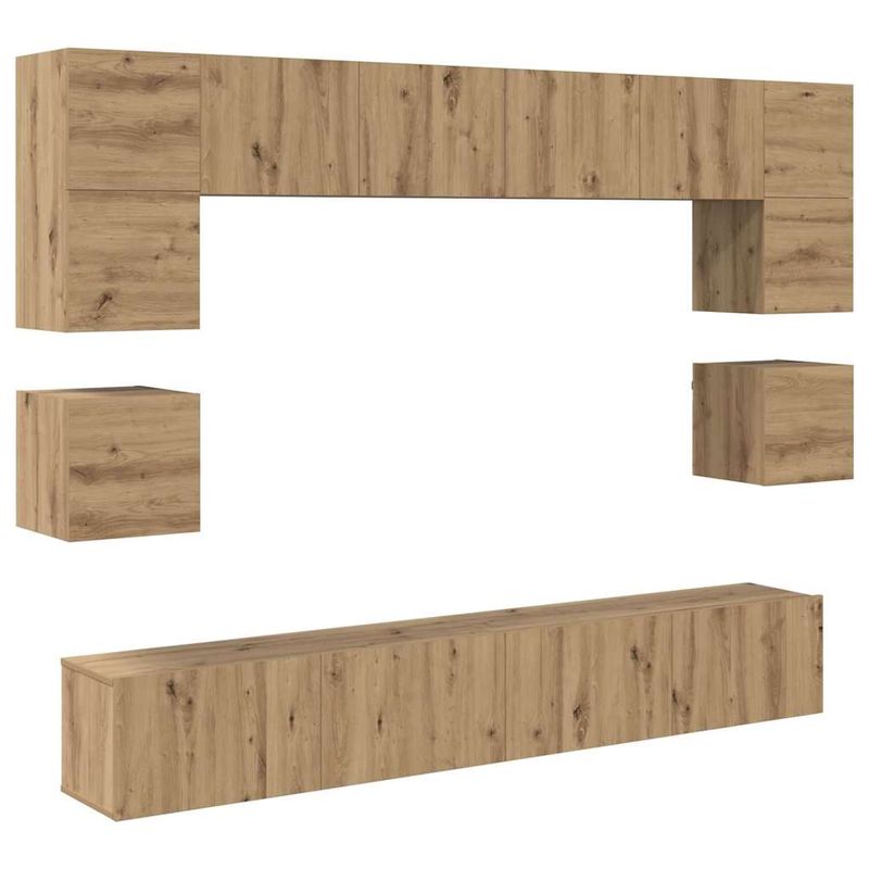 Casa si Gradina - Mobilier - Comode si corpuri - Comode - Set comoda TV cu raft Pe perete Altele 8 pcs stejar artizanal 100 x 30 x 30 cm - Infinity.ro