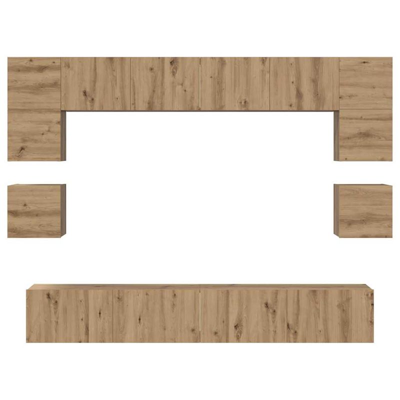 Casa si Gradina - Mobilier - Comode si corpuri - Comode - Set comoda TV cu raft Pe perete Altele 8 pcs stejar artizanal 100 x 30 x 30 cm - Infinity.ro