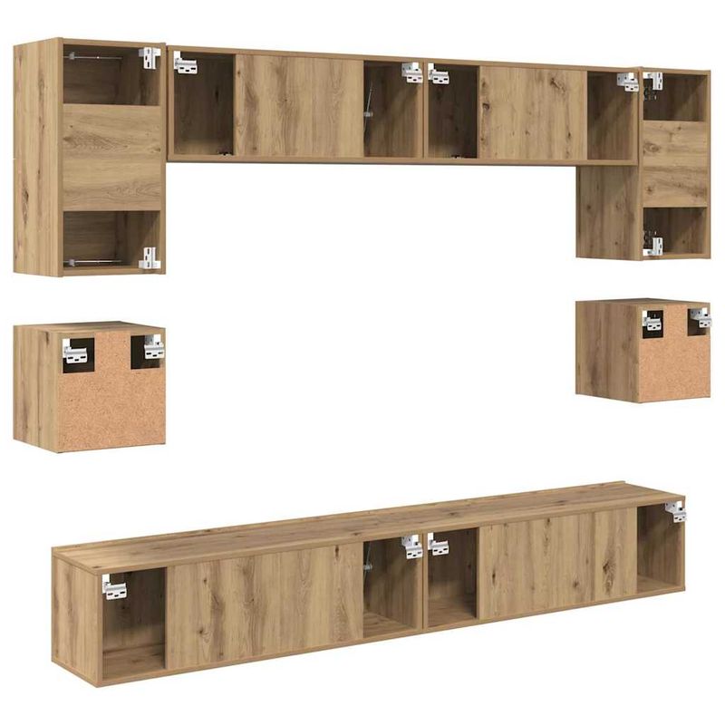 Casa si Gradina - Mobilier - Comode si corpuri - Comode - Set comoda TV cu raft Pe perete Altele 8 pcs stejar artizanal 100 x 30 x 30 cm - Infinity.ro
