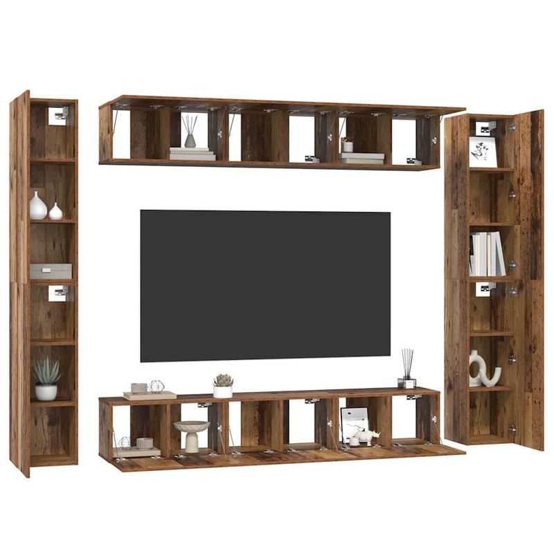 Casa si Gradina - Mobilier - Comode si corpuri - Comode - Set comoda TV 10 pcs Lemn vechi 30.5 x 30 x 90 cm Lemn compozit - Infinity.ro