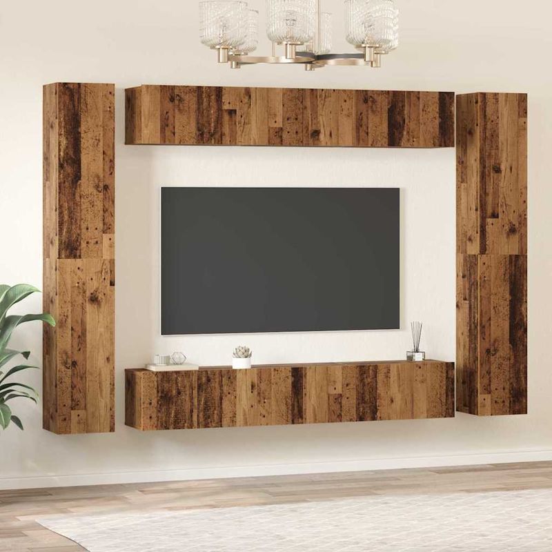 Casa si Gradina - Mobilier - Comode si corpuri - Comode - Set comoda TV 10 pcs Lemn vechi 30.5 x 30 x 90 cm Lemn compozit - Infinity.ro