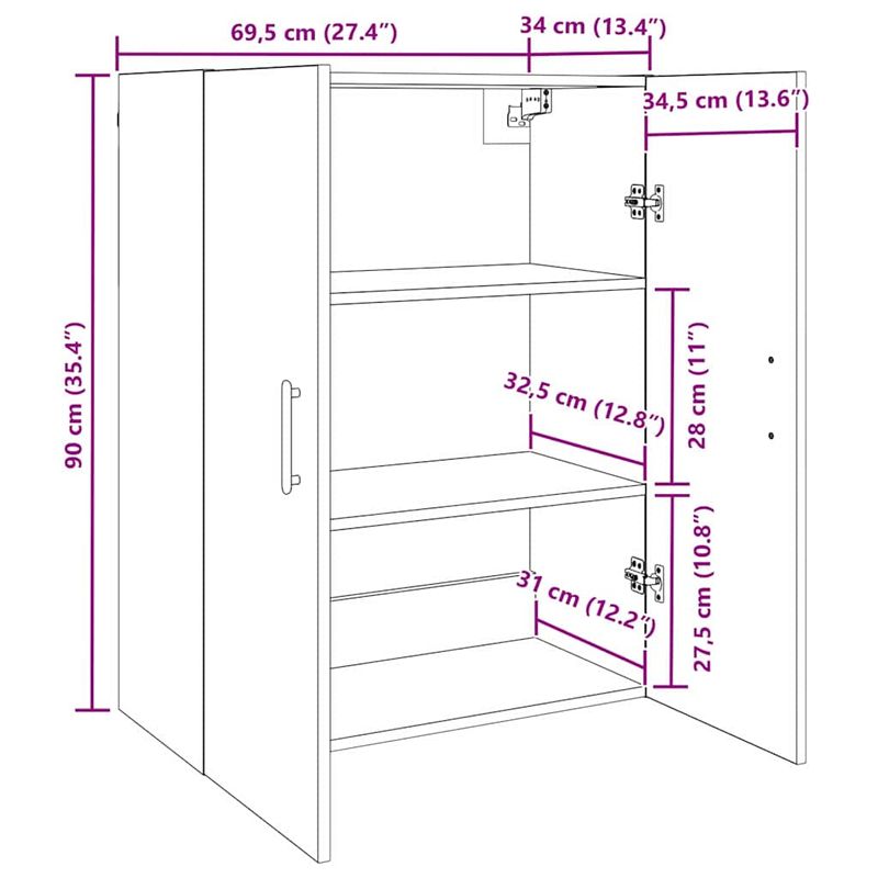 Casa si Gradina - Mobilier - Comode si corpuri - Comode - Mobilier cu Montaj pe Perete cu raft 2 pcs stejar artizanal - Infinity.ro