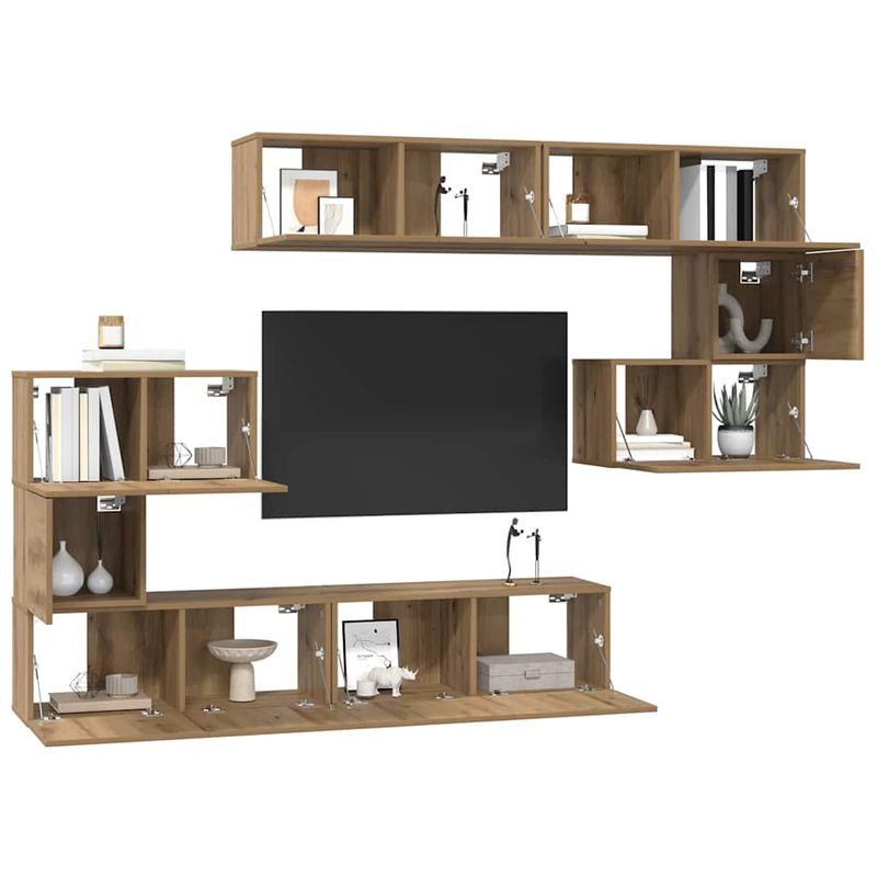 Casa si Gradina - Mobilier - Comode si corpuri - Comode - Set comoda TV Altele 8 pcs stejar artizanal 80 x 30 x 30 cm - Infinity.ro