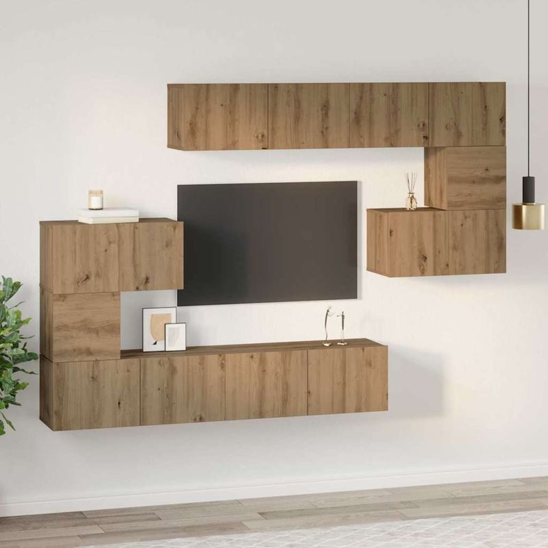 Casa si Gradina - Mobilier - Comode si corpuri - Comode - Set comoda TV Altele 8 pcs stejar artizanal 80 x 30 x 30 cm - Infinity.ro